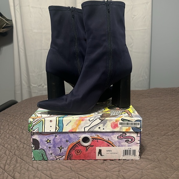 Jeffrey Campbell navy neoprene ankle bootie - siren - Picture 7 of 7